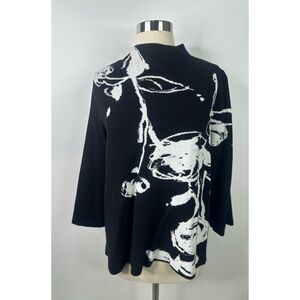 Chico’s  mock neck fitted Floral Sweater